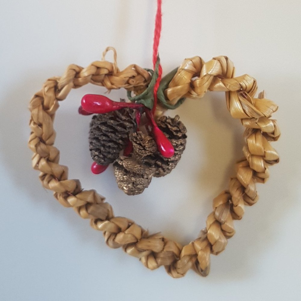 Handmade Heart Ornament with  Pincecones